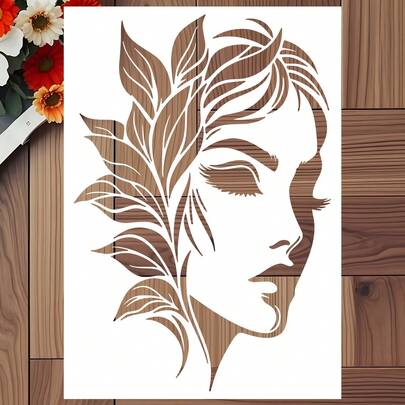 Reusable Female Portrait Templates, Suitable For DIY Wall Art, Scrapbooking And Embossing - Durable PET Plastic, Easy To Use 11.7 Inch X 8.3 Inch Template