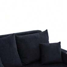 Multifunctional Fabric Sofa, Convertible Sofa Bed, Small Two-Function Living Room Sofa, Removable And Washable Cover, With Storage Bag, Port And Cup Holder. - 黑色 - 查看 8