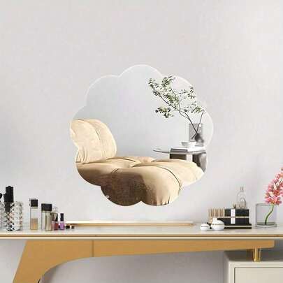 Espejo de pared autoadhesivo con diseño floral - 30.0 cm x 30.0 cm, diseño sin marco, sin necesidad de perforación para la instalación, adecuado para la decoración del dormitorio y el baño, estética de diseño de interiores, accesorios de decoración del hogar
