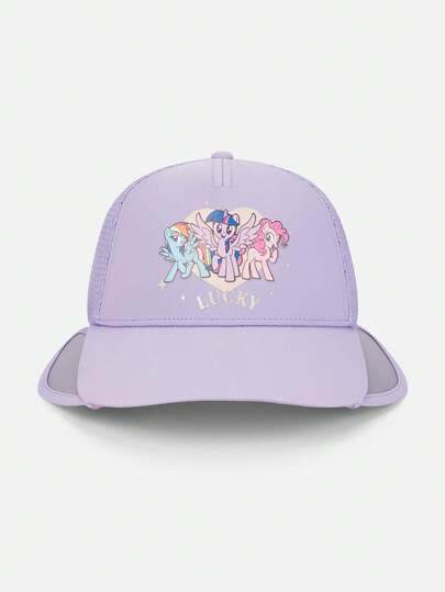 Balabala My Little Pony Girls Cartoon Embroidery Letter Print Mesh Trucker Baseball Cap