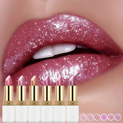  Lápiz labial brillante con perlas SAM SUGAR, resistente al agua, con brillo, hidratante, de larga duración, adecuado para todos los tonos de piel, ideal para maquillaje diario y regalos de vacaciones