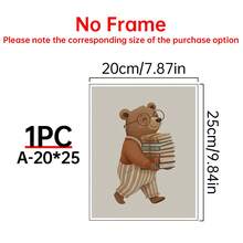 Una impresión artística en lienzo, disponible en versiones enmarcadas y sin enmarcar; arte de pared para guardería con un oso; arte de guardería con temática animal; un diseño de oso leyendo; decoración de guardería de género neutro; diseños lindos para niños pequeños; estética de decoración de habitación; pósteres de habitación; decoración del hogar; decoración de la sala de estar; decoración divertida para la habitación de los niños - Multicolor - Ver 12