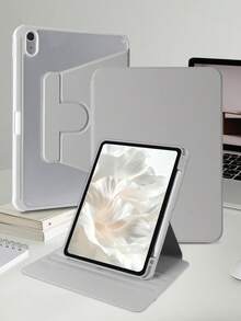 360°旋转透明亚克力折叠平板电脑保护套，兼容iPad Mini 6/Mini 7/Air/Air2/9.7/10.2/10.5/Air4/Air5/第十代/10.9/Pro11/Air11(M2)2025/Air13(M2)2024/Pro11(M4)2024/Pro13(M4)2024 12.9英寸/Air 13(M3)2025/Air 11英寸(M3)2025/(A16) 11英寸第十一代2025款。高透明度亚克力后盖，360°旋转支架，内置笔槽，软边全包设计，简约/休闲/经典平板电脑保护套。产品不含笔。 - 淺灰色 - 查看 6