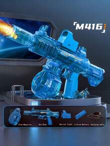 Cool LED Light M416 Electric Water Gun, High Pressure Powerful Squirt Gun, Realistic Recoil Simulation, Large Capacity Water Reservoir, Waterproof, Perfect For Summer Outdoor Beach Pool Backyard Water Fun - Multicolor - View 9