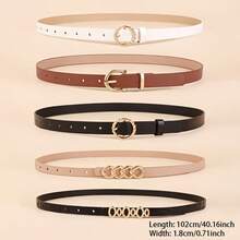 5pcs/Set Women's Jeans/Dresses Decorative Chain Belt With Circular Buckle, Black & White Color, Suitable For Daily Wear Summer, School Fall, Autumn, Halloween Belts For Women Western Studded Belt Accessories Cinturones De Mujer Western Country Rodeo Brown Belt Vintage Chain Elegant PU Leather Belts For Women, Versatile Fit For Jeans, Suit Pants, Skirts, Shirts, Casual Or Office Wear Summer, School Fall, Autumn, Halloween - Nhiều màu - Xem 3