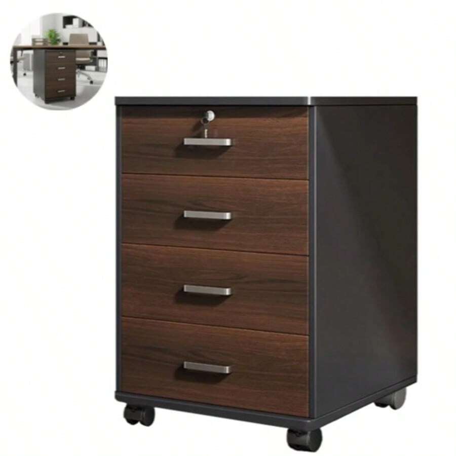 4-Drawer Filing Cabinet Organizer With 4 Wheels - Black - View 1