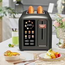 Toaster 2 Slice Touch Control Stainless Toaster LCD Display 50% Faster Heating Speed 1.4'' Wide Slots More Timer Functions Removable Crumb Tray 1350W Dark Metallic - Todo gris - Ver 3