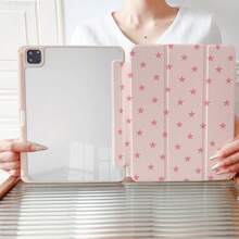 1 Ốp lưng bảo vệ bằng acrylic trong suốt cao cấp in hình ngôi sao màu hồng, có khe cắm bút, chân đế từ tính đa góc và chức năng tự động bật/tắt màn hình, tương thích với iPad Pro/Air, và Pad 5/6/28. - Nhiều màu - Xem 1