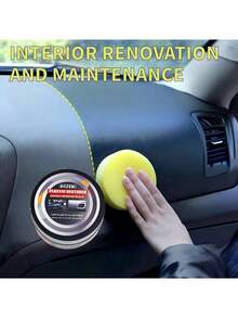 1 pieza Cera de renovación para el interior del coche de 100g - Cera de cuidado multiusos para el y el plástico, mantenimiento de salpicadero, asientos, controles centrales, renovación, protección antienvejecimiento, antidescoloración, tapicería de coche, materiales compuestos de madera y plástico - Negro - Ver 9