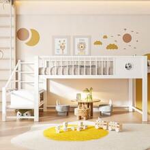 Low Loft Bed For Children (90 X 200 Cm), With Storage Ladder, Sturdy Metal Frame, Suitable For Children And Teenagers, Pink - 白色 - View 2