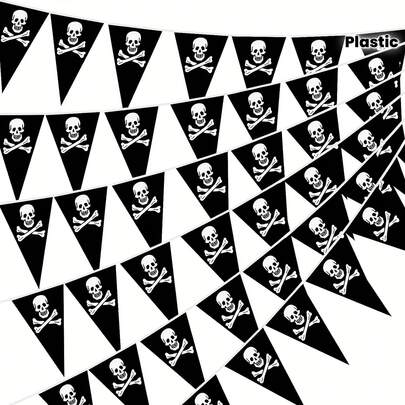 20 lá cờ cướp biển dài 33 feet - Cờ đầu lâu cướp biển - Trang trí tiệc cướp biển - Trang trí cờ tam giác hình tàu cướp biển - Trang trí tiệc sinh nhật chủ đề cướp biển
