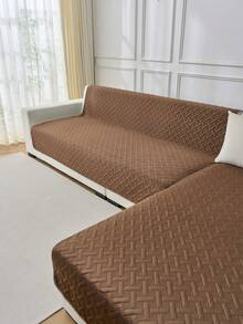 1件純色荷蘭絲絨沙發墊，現代極簡沙發套，防污沙發保護套，四季通用，防滑，防塵，保護沙發，可機洗，易清潔，不易變形，不褪色，防寵物抓撓，沙發翻新，沙發裝飾，提升氛圍，波希米亞風，1-4人座，L型沙發，沙發套 - 咖啡棕 - 查看 2