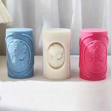 女孩肖像圆柱体 DIY 手工石膏香薰多功能硅胶模具 - 圓柱 - 查看 5