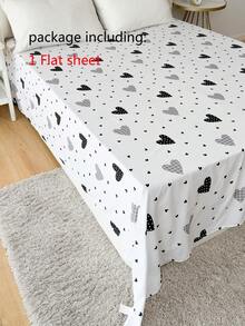 1pc Bed Sheet - 100% Lightweight Polyester Fabric, Heart Print Bed Cover, Breathable Bedding, Bedroom Decor Bed Cover, Suitable For Adults - Multicolor - View 5