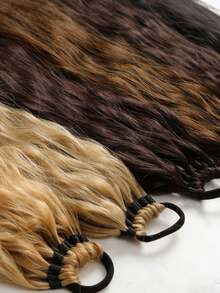 24 Inch Synthetic Wavy Braided Ponytail Wig, With Hair Tie Wrapped Style Ponytail, Suitable For Women, Girls, Daily Wear, Party, Cosplay Hair Elastics Hair Rubber Bands Scrunchies Hair Rope Elastic Hair Tie - Multicolor - View 5
