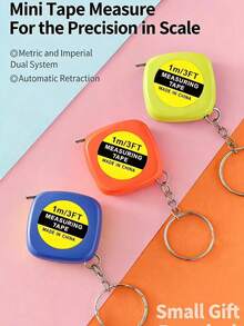 Compact Stainless Steel Tape Measure Keychain - Durable Multifunctional Pocket Ruler, 3.28 Feet/1m Square Design, Yellow Body And Black Label, Perfect For Measuring And Gifting Lead Free Measuring Tool With Metal Ring - 01 - View 9