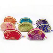 1Pc/2Pcs Fashion Jewelry Storage Bag – Zippered Ruffle Design, Decorative Coin & Treasure Storage Box, Floral Pattern Organizer Box For Desk & Home Decor - Multicolor - View 3