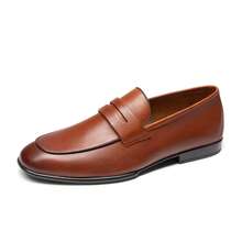 Men's Genuine Leather Penny Loafers Soft Comfort Lightweight Slip On Dress Shoes Business Formal Wedding Solace Reserve - màu nâu - Xem 3