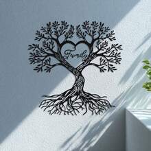1pc, 40cm Family Tree Metal Sculpture - Life Tree Wall Decor With "Family" Text - Living Room Bedroom Entryway Metal Wall Hanging Decoration - Elegant Wall Art - Housewarming Gift - Black - View 8