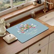 1pc Carnation Hug Design - Multifunctional Absorbent Pad, Polyester Waterproof Table Protector Mat For Kitchen, Dining Table, Washing Machine, Bathroom Vanity, Kitchen Accessories, Party Supplies, Adds Happiness To Home - Carnation's Embrace - View 7