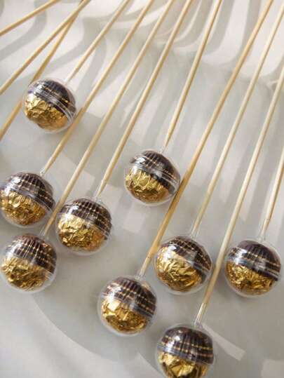 20pcs DIY Candy Chocolate Flower Stand, Includes 10 Clear Balls And 10 Bamboo Sticks, Suitable For Birthday Gifts, Party Favors, Valentine's Day, DIY Chocolate Bouquet Packaging, Weddings, Holiday Parties, Reusable Party Favors