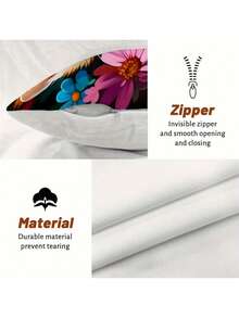 Bộ 4 vỏ gối hình mèo ôm nhau ấm áp, họa tiết hoa hồng và hoa cúc, dùng cho đầu giường phòng ngủ (không bao gồm ruột gối) - Nhiều màu - Xem 10