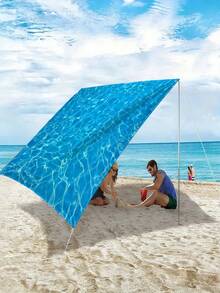 1 chiếc dù che nắng bãi biển họa tiết đại dương mùa hè, dù che nắng bằng polyester có thể gấp gọn, thích hợp cho du lịch biển, lễ hội âm nhạc, tiệc tùng, tụ họp. - B - Xem 12