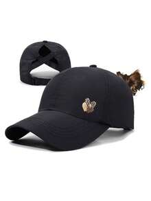 夏季新款交叉网眼马尾辫棒球帽，女士款，轻便休闲，速干透气，爱心印花遮阳帽 - A - 查看 3