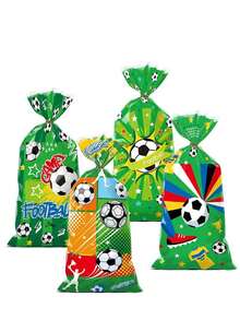 50个世界杯足球派对糖果袋 - 扁平袋，印有足球图案。适合盛放糖果、礼物和零食；是装饰世界杯赛事、足球主题派对和生日庆祝活动的完美之选。 - 均碼 - 查看 1