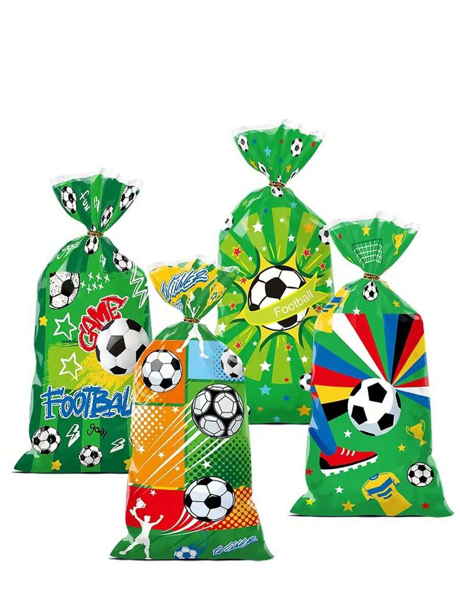 50个世界杯足球派对糖果袋 - 扁平袋，印有足球图案。适合盛放糖果、礼物和零食；是装饰世界杯赛事、足球主题派对和生日庆祝活动的完美之选。 - 均碼 - 查看 1
