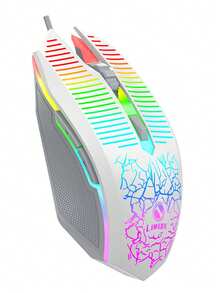 6键有线游戏鼠标，裂纹灯光电脑竞技LED，RGB灯光，商务办公鼠标 - 查看 9