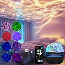 1pc Water Wave Projection Mood Light, USB Powered 3D Dynamic Flowing Water, Dreamy Romantic Gift, Remote Control (Battery Included), Suitable For Home Theater, Ceiling Decor, Camping, Wedding, Magic Projection Lamp Gift, Birthday, Romantic Atmosphere Light, Wedding Decor, Modern Projection Lamp, USB Powered Light, Atmosphere Projector, Outdoor Enthusiast - Multi-color light - View 3