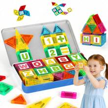 Mini Magnetic Building Blocks Toy, Letter Learning & Numeric Addition/Subtraction, Portable Construction - Math Toy, Suitable For Children's Day/Birthday Gifts - Multicolor - View 2