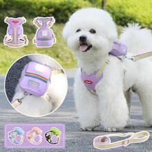 Set de 3 piezas para pasear al perro: Arnés, Bolsa Portadora y Correa, Arnés de chaleco de malla transpirable con hebilla, adecuado para perros pequeños y gatos - Multicolor - Ver 7