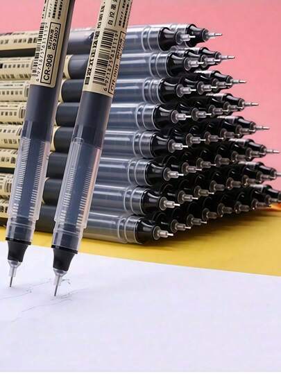24 piezas Bolígrafos de tinta líquida, bolígrafos de firma de secado rápido, tinta negra/azul/roja de 0.5 mm, adecuados para la escuela/oficina, temporada de regreso a clases, bolígrafos de rodillo de múltiples colores de gran capacidad y secado rápido, bolígrafos elegantes, adecuados para la temporada de estudio