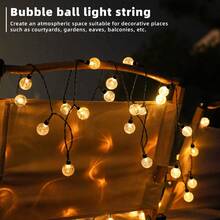 Solar Powered Fairy String Lights, Outdoor Color Changing Crystal Ball Lights, 12 Lighting Modes, LED Fairy RGB Light String, Suitable For Decorating Garden, Yard, Party, Wedding, Gathering, Camping, Fence, Spring & Summer, Trees - Warm White - View 7