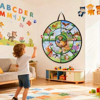 29英寸/74厘米儿童大型飞镖靶套装（包含12个粘性球+6支粘性飞镖+钩子），双面室内/室外派对游戏玩具，完美的夏季礼物或圣诞节/万圣节礼物