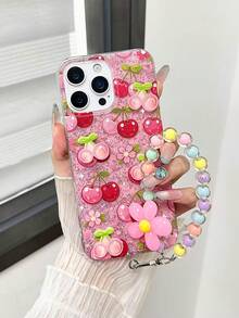 Cherry Accessories 彩色树脂透明花卉吊坠加厚防摔高端手机壳,兼容 17、17 Pro、17 Pro Max、 16/15/XR/ 16 Pro Max/7/8/P12 Pro Max/P13 Pro Max/P14 Pro Max/P13/P14/P11/P12/P14,可爱时尚加厚保护壳,适用于 XS/S/XS Max/7/8/GES2 - 彩色 - 查看 2
