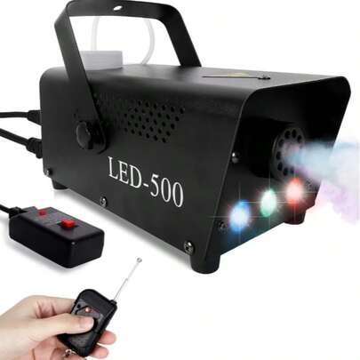 Máquina De Humo Dj 500w Con Luces Led Rgb, Máquina De Niebla Profesional Para Fiestas, Discoteca, Bares, Bodas, Eventos, Halloween Y Escenario Danwirt Negro