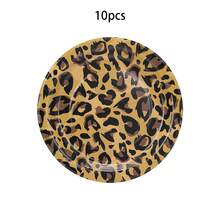10pcs/40pcs/80pcs Leopard Print & Cherry Pattern Paper Plates Set - 7 Inch Round Paper Plates, Includes Leopard Print, Solid Red, Solid Black And Pink Cherry Patterns, Suitable For Bachelorette Party, Valentine's Day, Vintage Birthday Party, Unisex - Multicolor - View 10