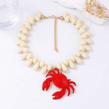 1 chiếc vòng cổ mặt dây chuyền hình giọt nước và cua tối giản thời trang mới, thiết kế chủ đề đại dương, vòng cổ nữ độc đáo và thanh lịch, phù hợp để đeo hàng ngày. - Bộ mặt dây chuyền hình con cua giọt nước - Xem 2