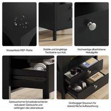 Modern Bedside Table With 2 Drawers And 1 Open Compartment, Suitable For Living Room, Bedroom And Hallway, Black, 45 X 40 X 58 Cm, 1 Piece - Black + Medium Density Fiberboard - View 5