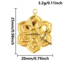 2件套时尚植物吊坠，304不锈钢材质，珠宝制作材料，神奇金属仙人掌、小花、莲花造型，瑜伽能量平衡吊坠，凸面空白底座，适合DIY宝石、树脂、手工工艺品，日常礼物，个性化纪念品，PVD 18K镀层 - Geometry - 查看 19