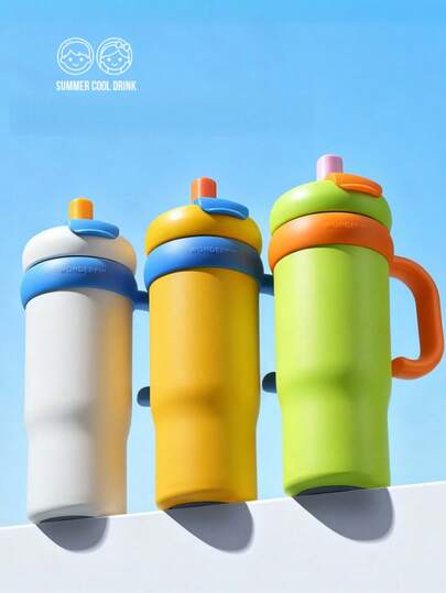 900ML/30OZ Stainless Steel Vacuum Insulated Tumbler/ Cup/Car Cup/Coffee Cup, Convenient To Carry With Handle, Minimalist And Stylish Design, Suitable For Cold And Hot Drinks, Great For Gifts/Office/Outdoor Use