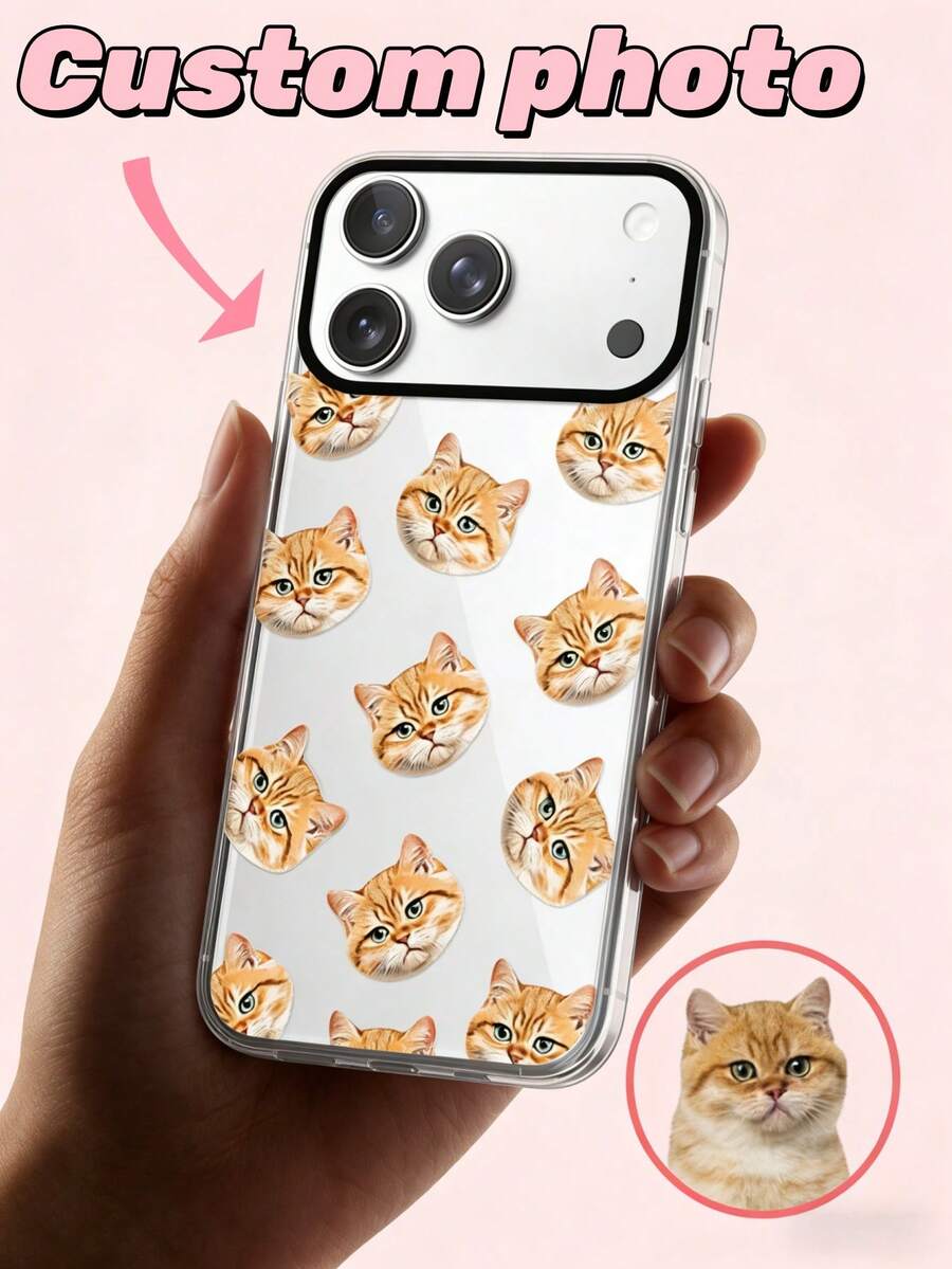 1 Ốp lưng điện thoại Apple hình mặt mèo tùy chỉnh - Ốp ảnh thú cưng cá nhân hóa, Tải ảnh mèo của bạn lên, Quà tặng dễ thương cho mẹ nuôi mèo, Phụ kiện độc đáo cho người yêu động vật, Ốp bảo vệ thẩm mỹ tương thích với các dòng , Ốp mỏng chống sốc - Nhiều màu - Xem 1