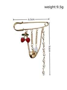 1 chiếc mặt dây chuyền hình trái tim dâu tây bằng kim loại tráng men thời trang với tua rua ngọc trai giả, ghim cài áo đa năng dành cho nữ. - Nhiều màu - Xem 2