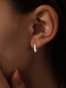 1 Đôi bông tai bạc S925 kiểu dáng tối giản hình giọt nước, bông tai thời trang cá tính, thanh lịch, phù hợp cho phụ nữ đeo hàng ngày, quà tặng bông tai đa năng, phụ kiện chăm sóc lỗ xỏ tai. - giọt nước - Xem 12