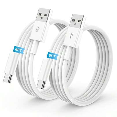 2 Packs 6FT USB A To USBC Cable Compatible With Iphone 17 16 15 Charger Cord, Compatible With Apple 17 16 15/Pro/Pro Max/Plus Type C Cord, Compatible With Ipad Pro 12.9/11, Air 5th/4th Gen, Car Carplay Charging Cable For Android