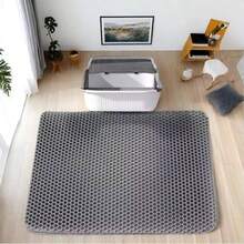2-Layer Honeycomb Cat Litter Mat, Non-Slip Waterproof Litter Box Pad, Suitable For Floor, Litter Carpet, Cat Supplies, Fit For Medium/Small Cats And Small Dogs - Grey - View 9
