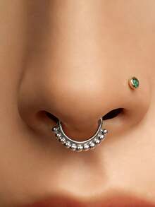 1 Peça Anel de Septo Nasal 16G, Argola Nasal de Aço Inoxidável 316L, Conjunto de Piercing Nasal. Brincos Femininos Disponíveis em Diâmetro de 8mm/10mm, Joias de Septo Nasal Douradas e Prateadas. Diâmetro do Gancho do Brinco 1,2mm, Pode Ser Usado na Ponte do Nariz, Hélice da Orelha, Cartilagem; Também Pode Ser Usado como Anel de Mamilo. Adequado para Uso Diário, Festa, Férias de Verão, Joias de Maiô Bikini de Praia, Banho de Sol, Bar, Dança, Reunião - piercing de nariz com contas - Visão 6